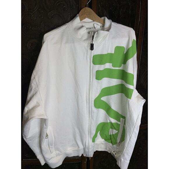 Five Four Mens long Sleeve Full Zip White and Green Sweater Jacket Men's Siz 4XL - Picture 1 of 9
